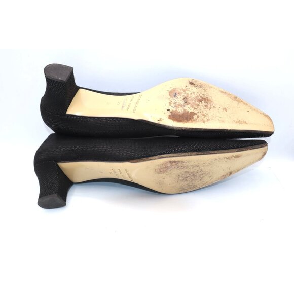 Bruno Magli Black Textured Leather Square-Toe Heels Size 10 Chic Career Work - Picture 7 of 8